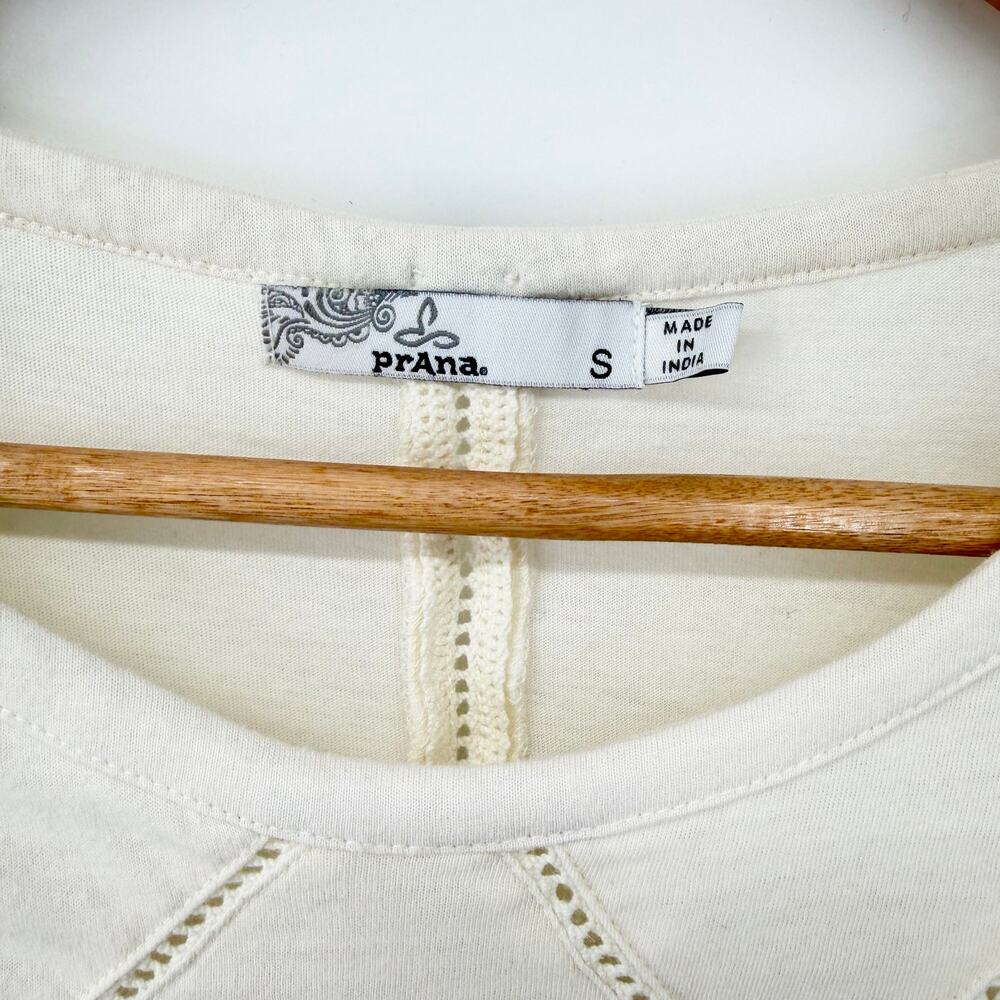 prAna Cream Organic Cotton Cap Sleeve Top Women’s Small Boho Casual Ivory - Picture 3 of 11